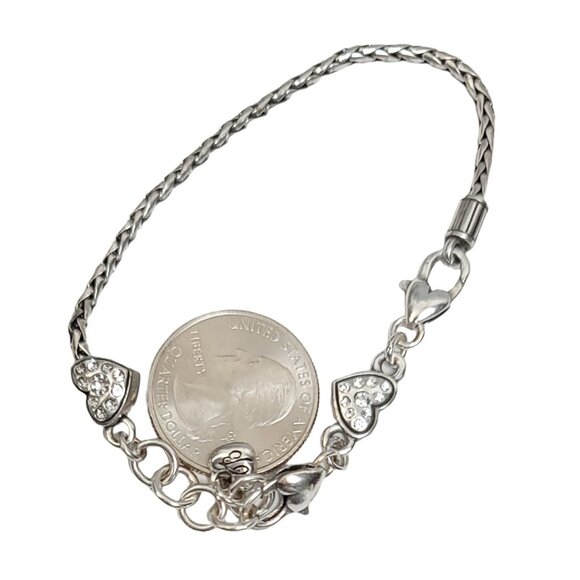 Brighton Silver Tone Heart Slide Charm Chain Bracelet,  7.75” - Picture 4 of 6